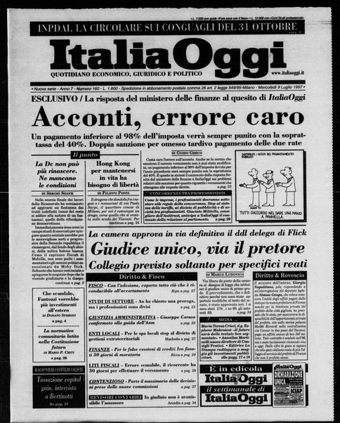 Italia oggi : quotidiano di economia finanza e politica